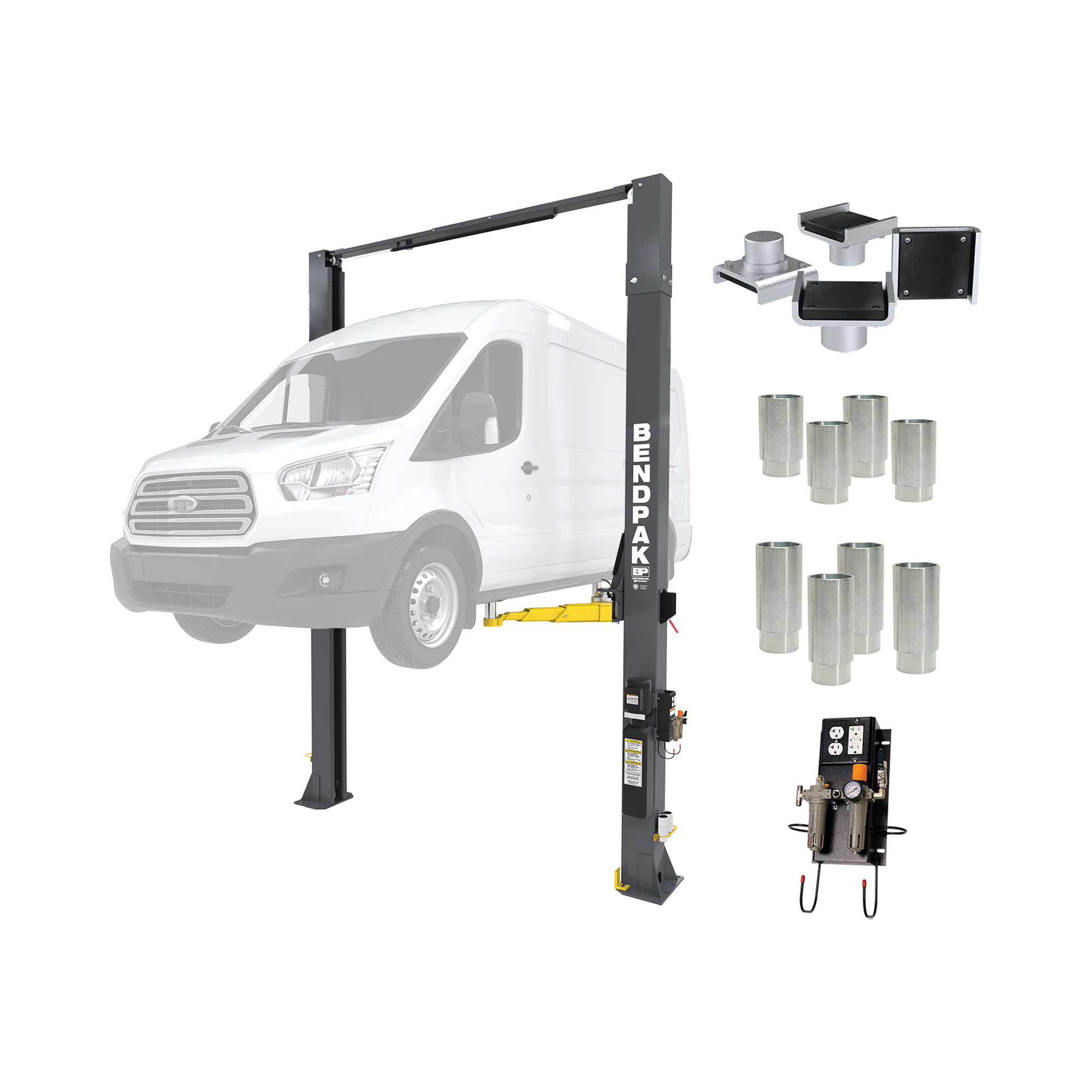 BendPak, 10000lb.Cap, Adjustable Width With Accessories, Capacity 10000 lb, Max. Rise 6.5 ft, Horsepower 3 HP, Model# 10APX-181_PRO_Package